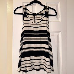 Black/grey/white tank with short zipper on the back